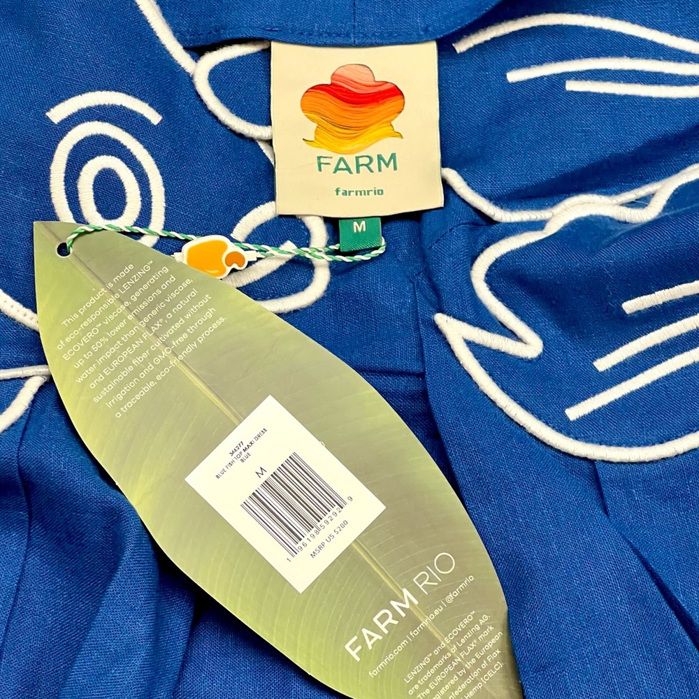 πΊπHPππΊ NWT Farm Rio Blue Fish Top Maxi Dress - Picture 16 of 16